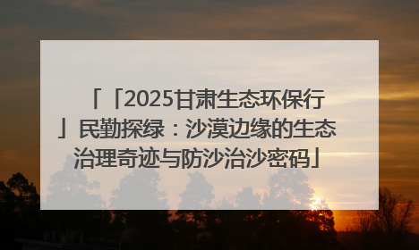 「2025甘肃生态环保行」民勤探绿：沙漠边缘的生态治理奇迹与防沙治沙密码
