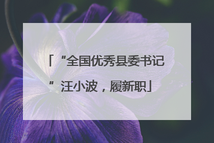 “全国优秀县委书记”汪小波，履新职
