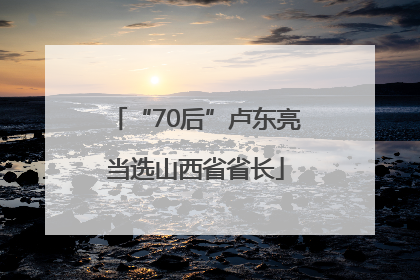 “70后”卢东亮当选山西省省长