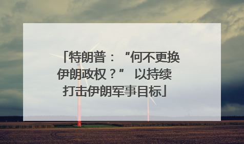 特朗普：“何不更换伊朗政权？” 以持续打击伊朗军事目标