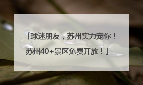 球迷朋友，苏州实力宠你！苏州40+景区免费开放！