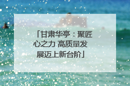 甘肃华亭：聚匠心之力 高质量发展迈上新台阶