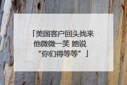 美国客户回头找来 他微微一笑 她说“你们得等等”