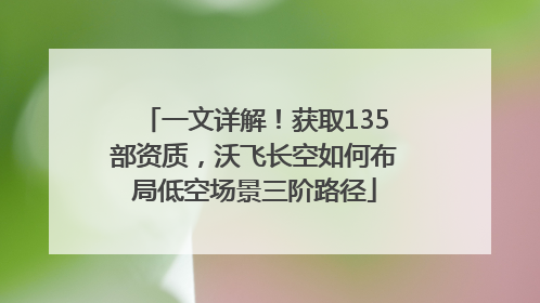 一文详解！获取135部资质，沃飞长空如何布局低空场景三阶路径