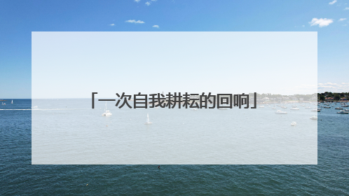 一次自我耕耘的回响