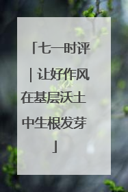 七一时评｜让好作风在基层沃土中生根发芽