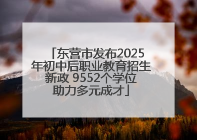 东营市发布2025年初中后职业教育招生新政 9552个学位助力多元成才