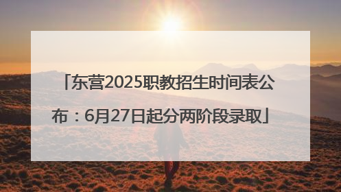 东营2025职教招生时间表公布：6月27日起分两阶段录取