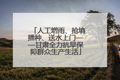 人工增雨、抢墒播种、送水上门——甘肃全力抗旱保障群众生产生活