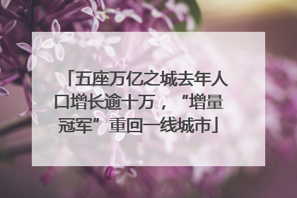 五座万亿之城去年人口增长逾十万，“增量冠军”重回一线城市