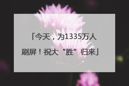今天，为1335万人刷屏！祝大“胜”归来