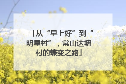 从“早上好”到“明星村”，常山达塘村的蝶变之路