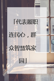 代表履职连民心，群众智慧筑家园