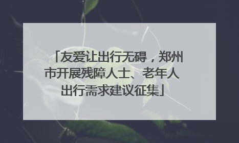 友爱让出行无碍，郑州市开展残障人士、老年人出行需求建议征集