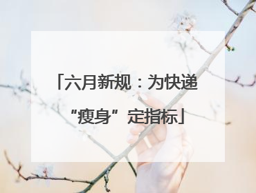 六月新规：为快递“瘦身”定指标