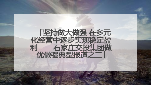 坚持做大做强 在多元化经营中逐步实现稳定盈利——石家庄交投集团做优做强典型报道之三