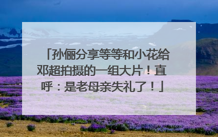 孙俪分享等等和小花给邓超拍摄的一组大片！直呼：是老母亲失礼了！