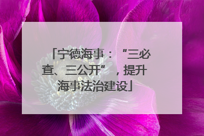 宁德海事：“三必查、三公开”，提升海事法治建设