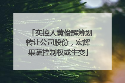 实控人黄俊辉筹划转让公司股份，宏辉果蔬控制权或生变