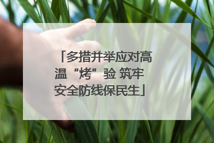多措并举应对高温“烤”验 筑牢安全防线保民生