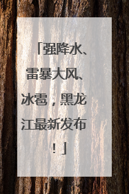 强降水、雷暴大风、冰雹，黑龙江最新发布！