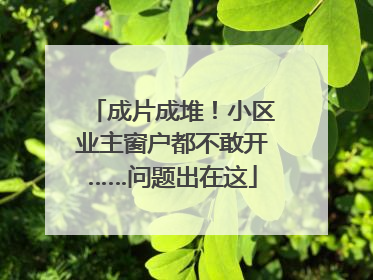 成片成堆！小区业主窗户都不敢开……问题出在这