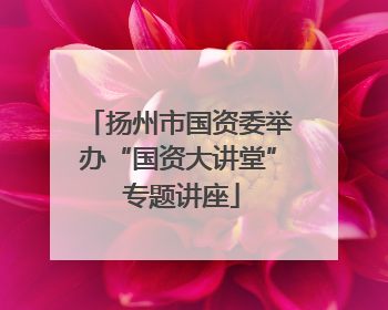 扬州市国资委举办“国资大讲堂” 专题讲座