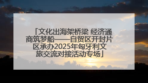 文化出海架桥梁 经济通商筑梦船——自贸区开封片区承办2025年匈牙利文旅交流对接活动专场
