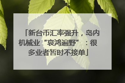 新台币汇率强升，岛内机械业“哀鸿遍野”：很多业者暂时不接单