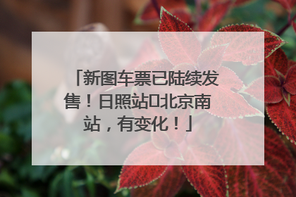 新图车票已陆续发售！日照站⇌北京南站，有变化！