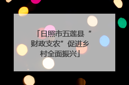 日照市五莲县“财政支农”促进乡村全面振兴