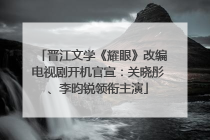 晋江文学《耀眼》改编电视剧开机官宣：关晓彤、李昀锐领衔主演