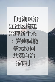 月湖区沿江社区构建治理新生态：党建赋能 多元协同 共筑自治家园