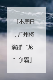 本周日，广州将演群“龙”争霸