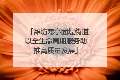 潍坊寒亭固堤街道以全生命周期服务助推高质量发展