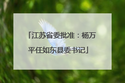 江苏省委批准：杨万平任如东县委书记