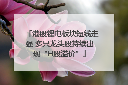 港股锂电板块短线走强 多只龙头股持续出现“H股溢价”