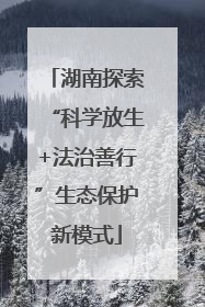 湖南探索“科学放生+法治善行”生态保护新模式