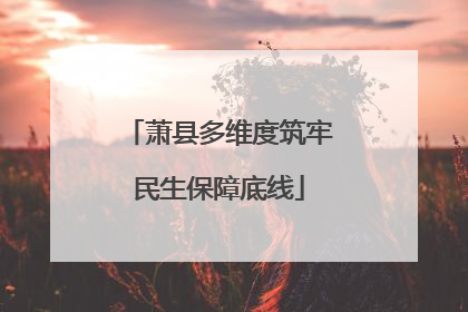 萧县多维度筑牢民生保障底线