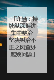 许勤：持续纵深推进集中整治 坚决纠治不正之风查处腐败问题