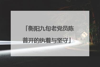 衡阳九旬老党员陈普开的执着与坚守