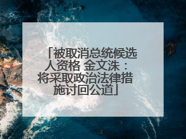 被取消总统候选人资格 金文洙：将采取政治法律措施讨回公道