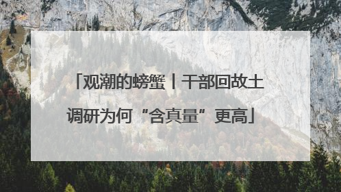 观潮的螃蟹丨干部回故土调研为何“含真量”更高