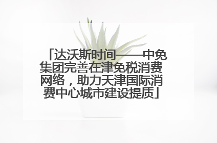 达沃斯时间——中免集团完善在津免税消费网络，助力天津国际消费中心城市建设提质