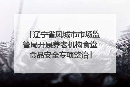 辽宁省凤城市市场监管局开展养老机构食堂食品安全专项整治