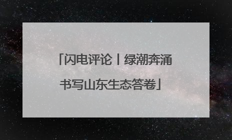 闪电评论丨绿潮奔涌 书写山东生态答卷
