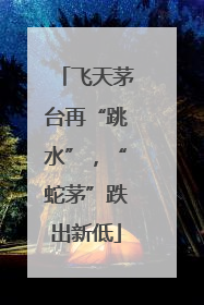 飞天茅台再“跳水”，“蛇茅”跌出新低