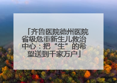 齐鲁医院德州医院省级危重新生儿救治中心：把“生”的希望送到千家万户