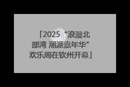 2025“浪漫北部湾 潮派嘉年华”欢乐周在钦州开幕