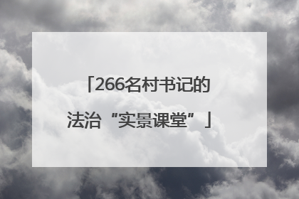 266名村书记的法治“实景课堂”